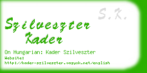 szilveszter kader business card